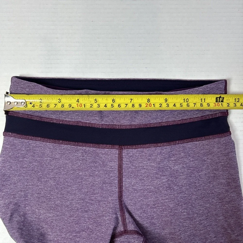 Lululemon Cropped Purple Leggings Back Pocket Size 6 Preowned - Picture 5 of 8